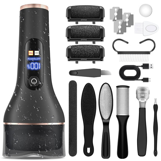 Electric Callus Remover for Feet,Rechargeable Portable Electronic Foot File Pedicure Kits,Professional Waterproof Pedi Feet Care Tools Wet&Dry Foot Scrubber File Perfect for Hard Cracked Dry Dead Skin
