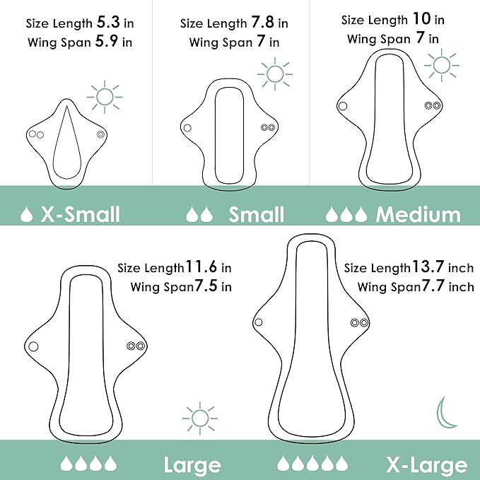 wegreeco 6 Pcs Reusable Menstrual Pads, Ultra Absorbent Cloth Pads for Heavy Flow, Sanitary for Teens, Women, Nonslip Panty Liners + Bag (Burgundy, Starter Kit Set)