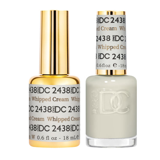 DND DC Gel Polish Set, Sheer Collection, UV/LED Gel Polish and Air Dry Nail Lacquer, Matching Chip-Free Polish Duo, 2438 Whipped Cream, 0.5 Fl Oz