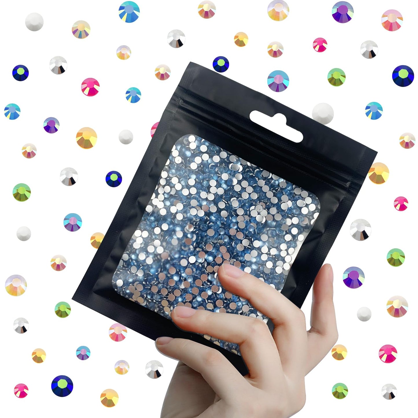 CLRDIVA 5000pcs 2mm Crystal Light Blue Flatback Resin Rhinestones Bulk Jelly Gems Flat Back Crystals Non Hotfix Wholesale Stones Diamonds for Crafts Tumblers Face Eye Makeup Nails Bling DIY Decoration