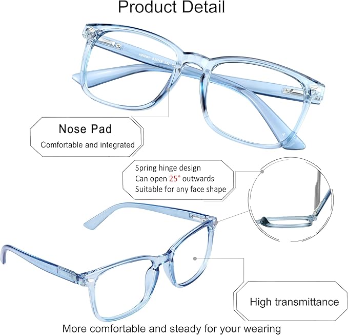 YEIN Bifocal Reading Glasses with Blue Light Blocking Lenses, Bifocal Reader for Women and Men, Vintage Square frame with Spring Hinge (+0.75/+3.25 magnification)