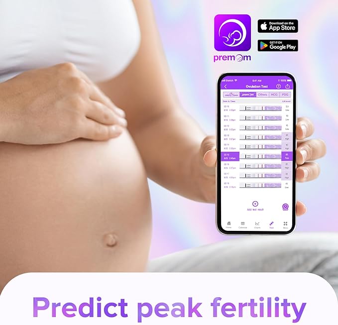 Premom Quantitative Ovulation Test Strips, Ovulation Predictor Kit with Smart Digital Ovulation Reader APP, Numerical Ovulation Tests, 20 LH Test