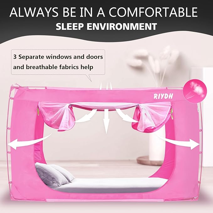 Bed Tent Bed Canopy King Size Tents for Adult and Kids- Original Design Portable Dream Tent Indoor Sleeping 80% Blackout with 3 Doors Breathable Big Space Tents