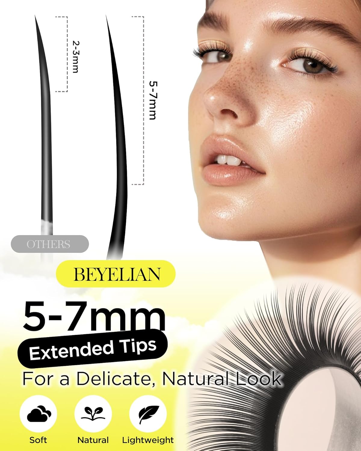 BEYELIAN Eyelash Extension 0.05 C Curl 12mm Tray Easy Fan Lash Extensions Volume Lashes Professional Use Natural Matte Black Professional Salon Use (0.05 C 12mm)