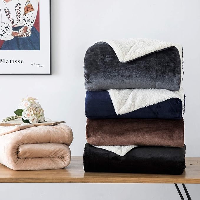 IR Imperial Rooms Camel Sherpa Blankets Queen Size for Bed - Wholesale Bulk Pack of 9 Sherpa Blankets - Soft Fluffy Throw Blanket for Hotels, Guest Bedroom, 90x90 Inches