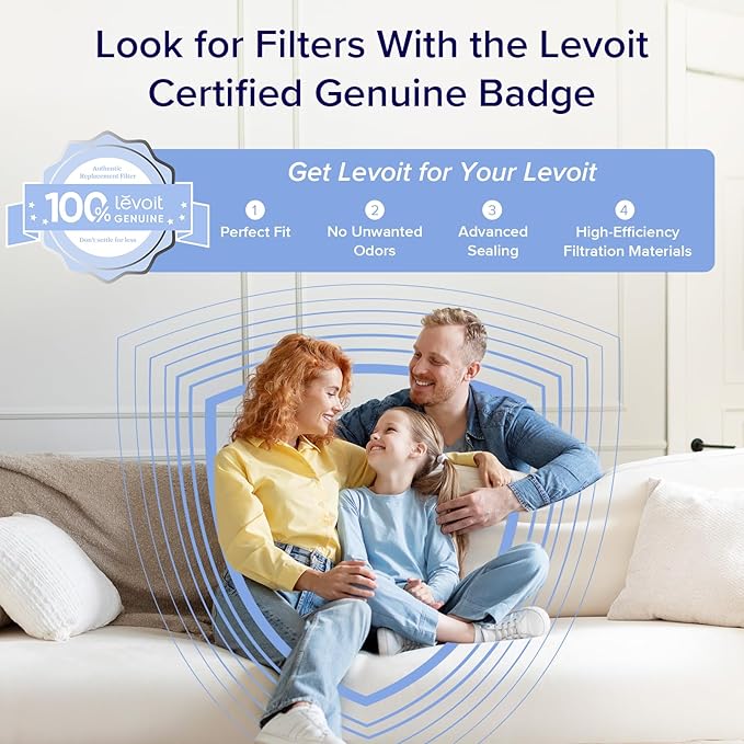LEVOIT Air Purifier for Home Allergies Pets in Bedroom, Covers Up to 1074 ft² by 56W High Torque Motor, AHAM VERIFIDE, 3-in-1 Filter, HEPA Sleep Mode, Remove Dust Smoke Odor, Core300-P, Black, 2 Pack