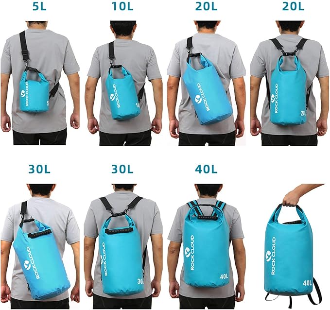 ROCK CLOUD Dry Bag Waterproof 40L Dry Sack for Kayaking Rafting Boating Beach Surfing Swimming Canoe Camping Hiking Fishing Ski, Black