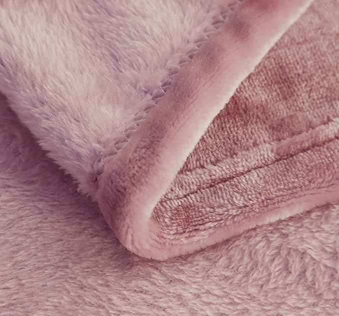 SOCHOW Flannel Fleece Blanket Twin Size, All Season Super Soft Cozy Blanket for Bed or Couch, Dusty Pink 60inch X80''
