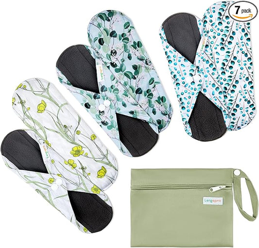 7pcs Set 1 pc Mini Wet Bag +6pcs Absorbent Reusable Sanitary Pads/Washable Cloth Menstrual Pads(Autumn,L)…