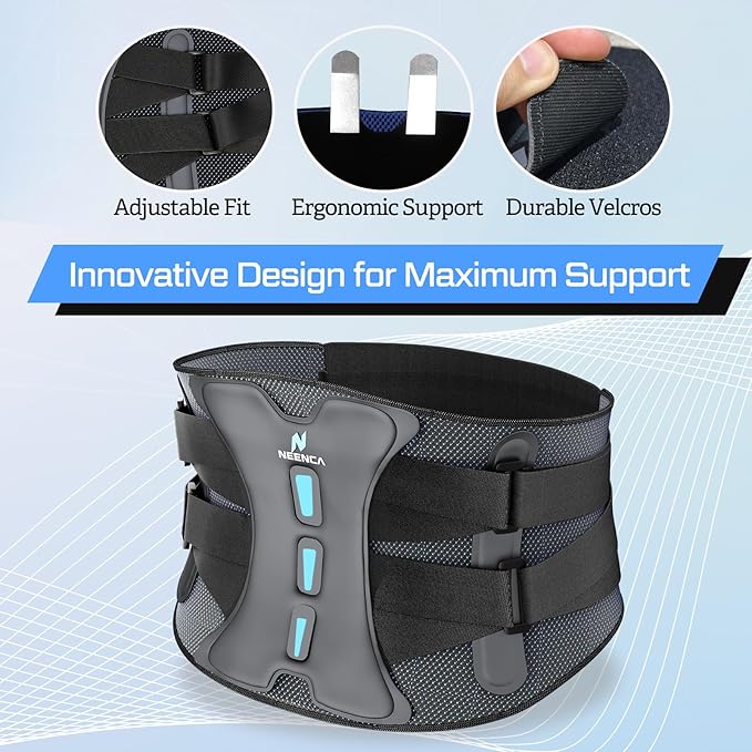 NEENCA Lower Back Brace for Lower Back Pain Relief, Medical Grade Lumbar Support Belt for Women Men, Herniated Disc,Lumbar Strain,Sciatica, Scoliosis (Black, Medium)