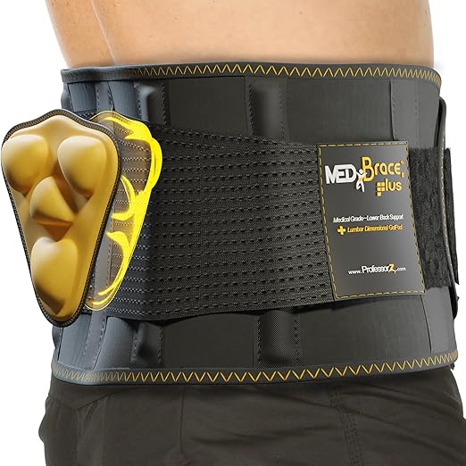 PLUS Lower Back Brace for Lifting at Work with Ergonomic Dimensional Lumbar Pad - Back Support Belt for Pain Relief for Men and Women - Medical Grade Orthopedic Waist Compression (Large)