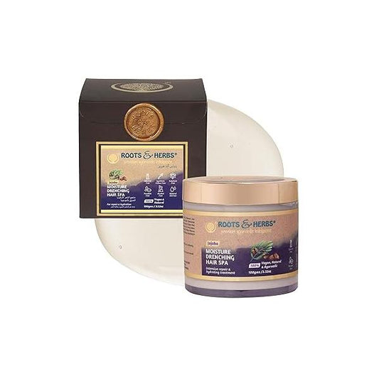 Jojoba Hair Conditioning Treatment - Mask for Dry Hair, Straight, Wavy, Curly, Braided & Beard Hydrating Moisturizer with Ayurvedic Herbs Roots Herbs, 3.52oz