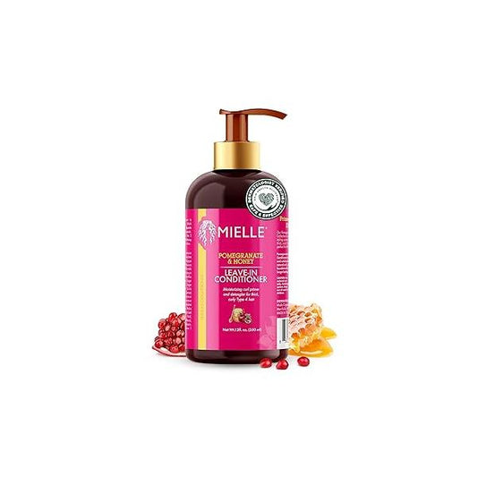 Mielle Organics Pomegranate & Honey Leave-In Conditioner, Moisturizing Curl Primer and Detangler, Repair Damage Prevent Frizz, Treatment For Thick Curly Hair Type 4 (12 Fl OZ)